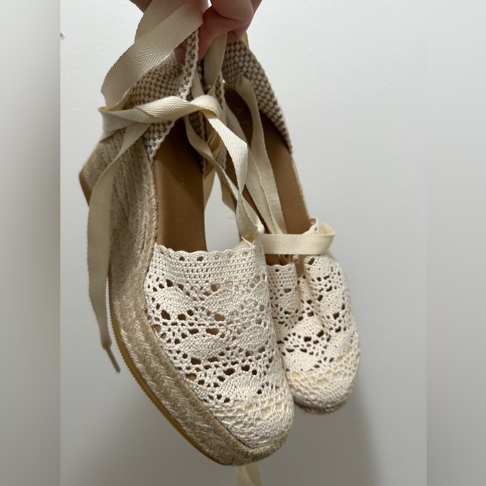 Anthropologie Embroidered Espadrille Wedges